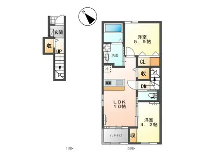 エスコートⅡ(2LDK/2階)の間取り写真