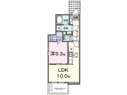 アンソレイユ(1LDK/1階)の間取り写真