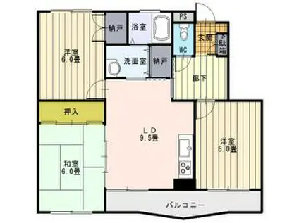 エバーグリーン(3LDK/2階)の間取り写真