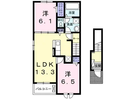 ロワイヤルフジガーデン Ⅱ(2LDK/2階)の間取り写真