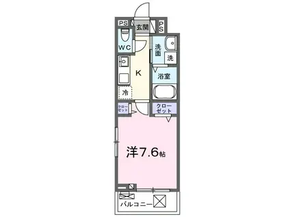 ヴィオラ田村Ⅱ(1K/3階)の間取り写真