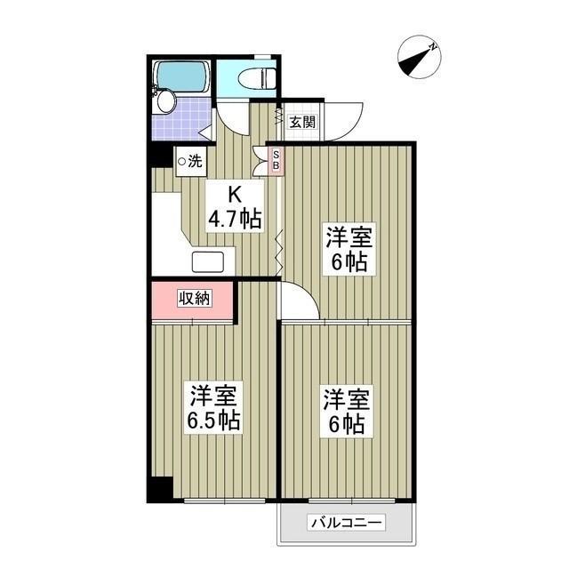 リブレス明神町 旧かぴーハイツKANBE(3K/2階)の間取り写真