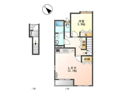 コンフォルト(1LDK/2階)の間取り写真