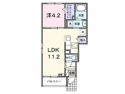 ラ・パーチェ Ⅰ(1LDK/1階)の間取り写真