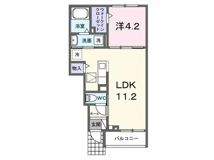 ラ・パーチェ Ⅰ(1LDK/1階)の間取り写真