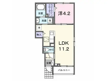 ラ・パーチェ Ⅰ(1LDK/1階)の間取り写真