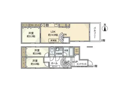 総武・中央緩行線 中野駅(東京) 徒歩10分 2階建 築13年(3LDK)の間取り写真