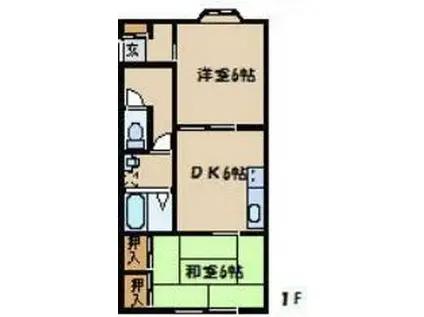 オリーブハウスⅡ(2DK/1階)の間取り写真