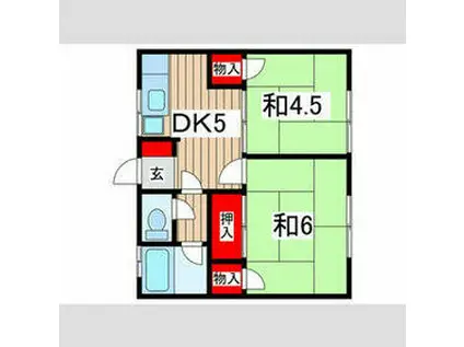 カーサ大森台(2DK/1階)の間取り写真