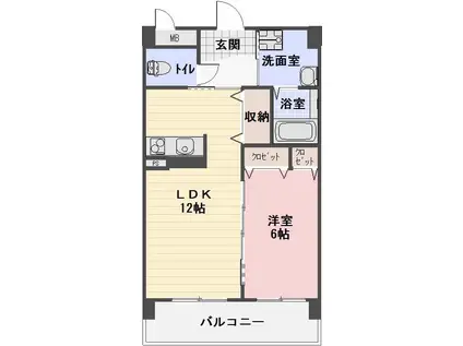 グランコート小木(1LDK/3階)の間取り写真