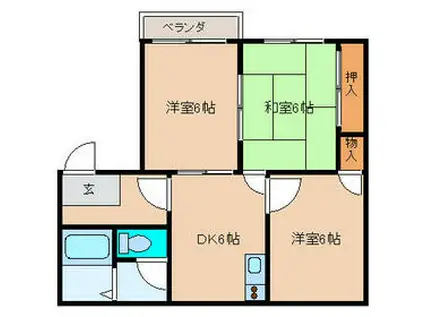 ひかりハイツ(3DK/2階)の間取り写真