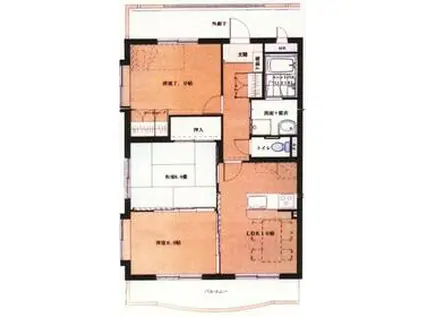 アルカディアドエルⅡ(3LDK/1階)の間取り写真