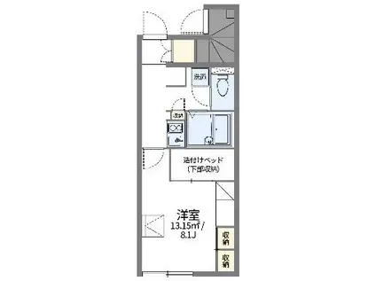 レオパレスOKEYA(1K/1階)の間取り写真