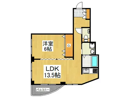 チェリーブロッサムビル(1LDK/2階)の間取り写真