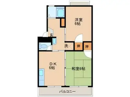 エトワール今泉(2DK/2階)の間取り写真