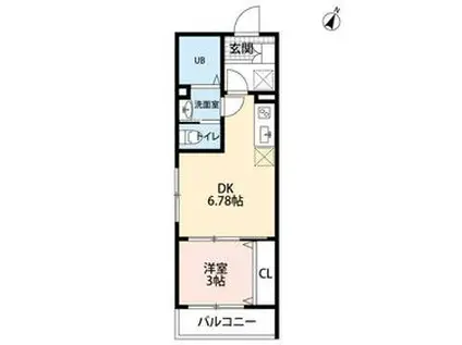 グロースフル南行徳(1DK/1階)の間取り写真