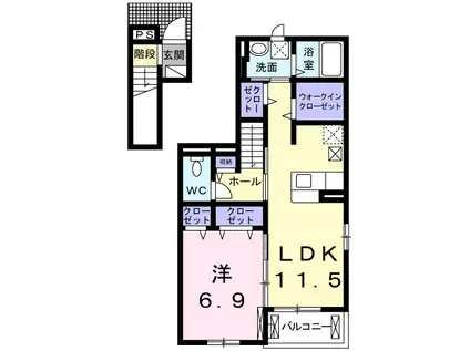 エスポワール井内Ⅱ(1LDK/2階)の間取り写真
