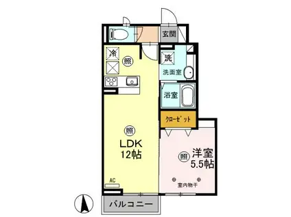 クレインⅢ(1LDK/1階)の間取り写真