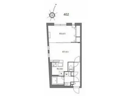 ザハウス中野坂上Ⅱ(1LDK/4階)の間取り写真