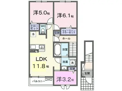 アルバ A(3LDK/2階)の間取り写真