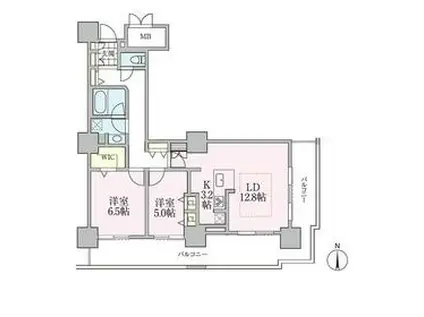 ロイヤルパークスタワー南千住(2LDK/13階)の間取り写真