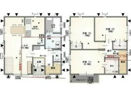 日暮里舎人ライナー 舎人駅 徒歩6分 2階建 築1年(3LDK)の間取り写真