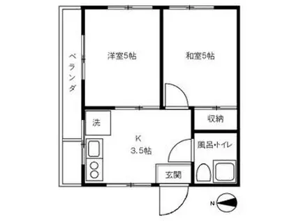 山田ビル(2K/3階)の間取り写真