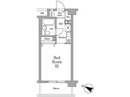 ミレニアム北浦和(ワンルーム/1階)の間取り写真