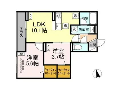 セレスティア東葛西 Ⅵ(2LDK/1階)の間取り写真