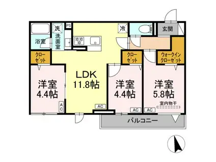 セレスティア東葛西 Ⅵ(3LDK/3階)の間取り写真
