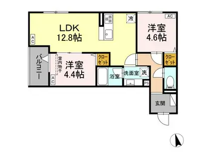 セレスティア東葛西 Ⅵ(2LDK/3階)の間取り写真