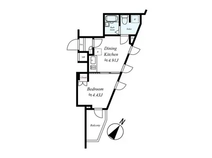 ビバリーホームズ久が原Ⅱ(1DK/4階)の間取り写真