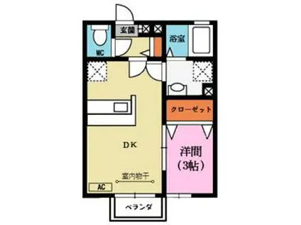 ブルーバウム(1DK/1階)の間取り写真