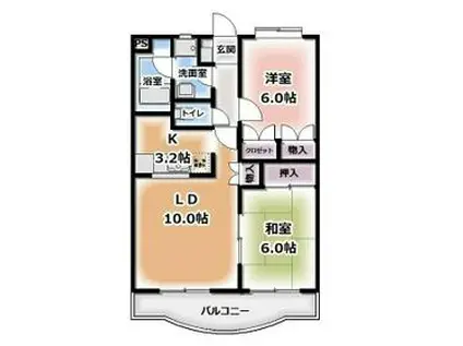 メルベーユ篭上2(2LDK/4階)の間取り写真