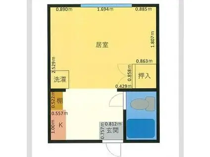 梶マンション(1K/1階)の間取り写真