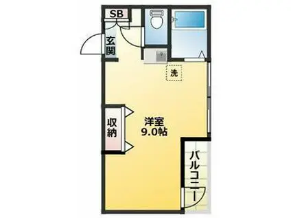 菊地ビル(ワンルーム/2階)の間取り写真
