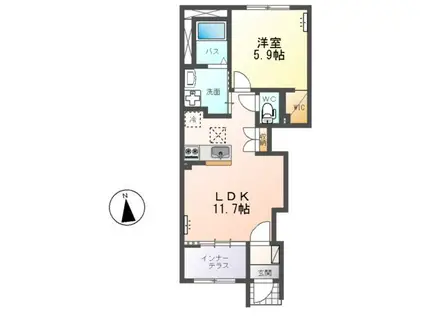 グランフェリシア(1LDK/1階)の間取り写真