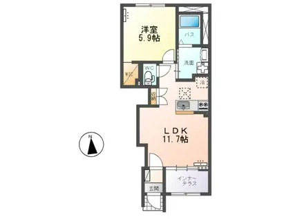 グランフェリシア(1LDK/1階)の間取り写真