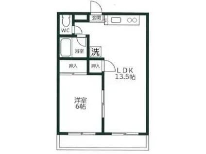 サンハイム B(1LDK/2階)の間取り写真