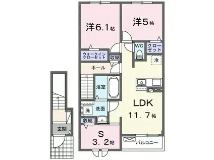 グレースヒルズ(3LDK/2階)の間取り写真