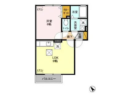 メゾン森PART ⅩⅠ・ⅩⅡ(1LDK/1階)の間取り写真