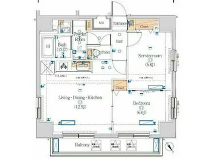 HYS田端2ウエスト(1SLDK/2階)の間取り写真