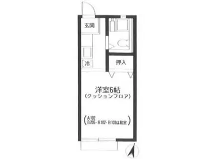 レジデンス信濃B棟(1K/1階)の間取り写真