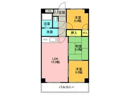 プロミネント四日市(3LDK/10階)の間取り写真