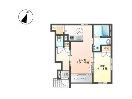 熊谷市万平町2丁目スターテラスⅡ・L(1LDK/1階)の間取り写真