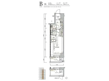 ECREDE上板橋(1K/4階)の間取り写真