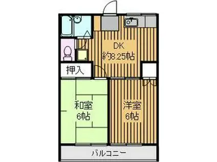 リーフ米倉Ⅱ(2DK/1階)の間取り写真