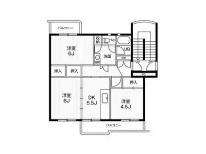 ビレッジハウス井之口3号棟(3DK/2階)の間取り写真