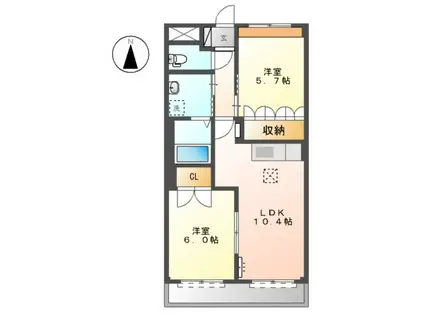 ベル ウッドⅠ(2LDK/1階)の間取り写真