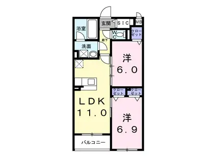 セレーシア北小岩(2LDK/2階)の間取り写真